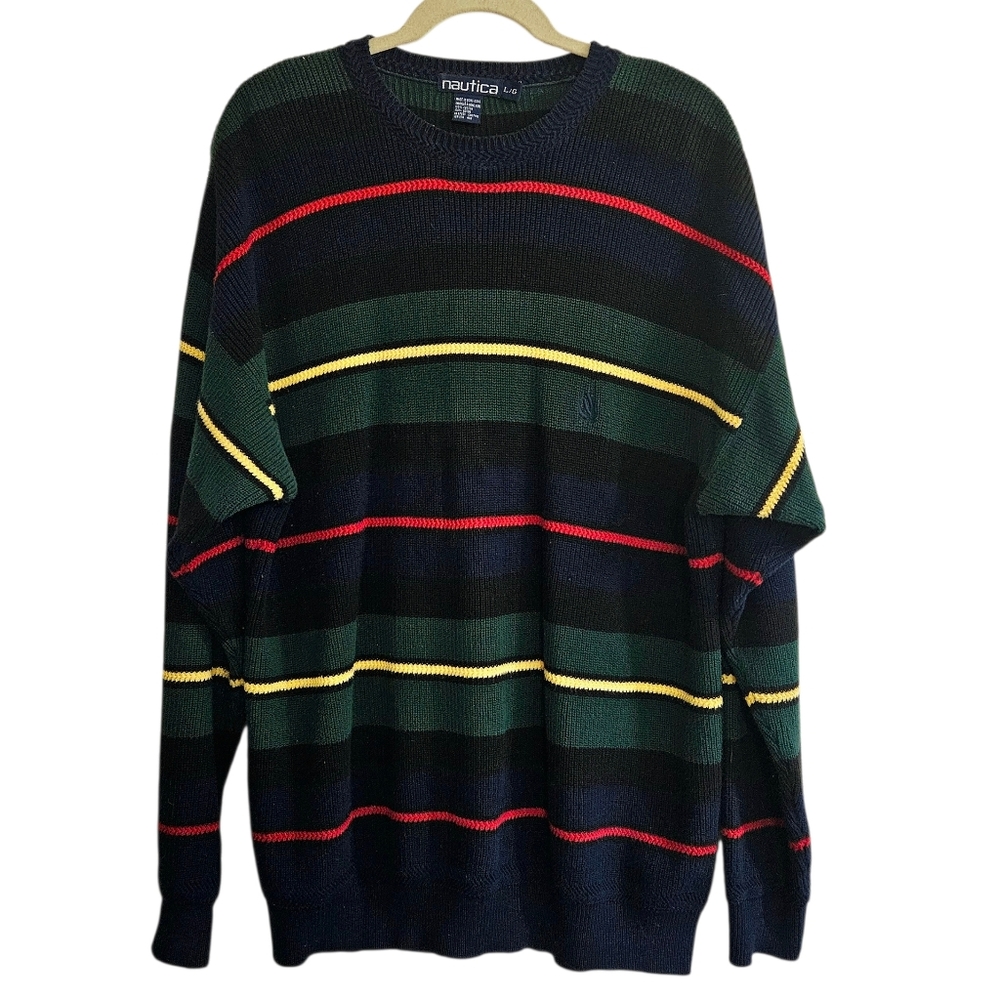 90s Nautica Striped Crew Neck Sweater